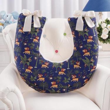 Imagem de Almofada Amamentação Travesseiro Multifunções Apoio De Bebê Firme e Ma