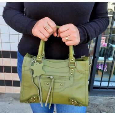 Imagem de Bolsa Feminina Tamanho Média Em Couro - Verde - Mobelli Cosmeticos