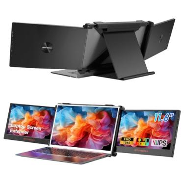 Imagem de XYTEC Extensor de tela de laptop de 11,6 polegadas, monitor portátil triplo IPS FHD 1080p para laptop, HDMI/USB A/tipo C, extensor de monitor de laptop Plug and Play para laptops de 13 a 17,3