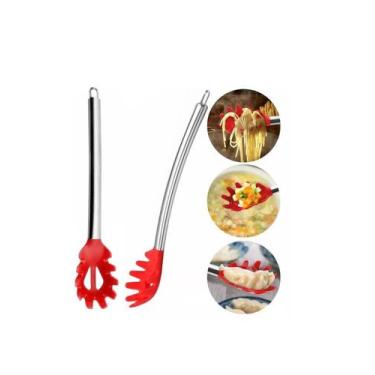 Imagem de Pegador Luxo de Massas Macarrão Silicone com Cabo de Inox 33cm - Plena