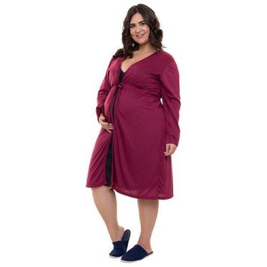 Imagem de Robe Plus Size Linda Gestante Avulso Gestante Pós Parto Manga Longa Bo