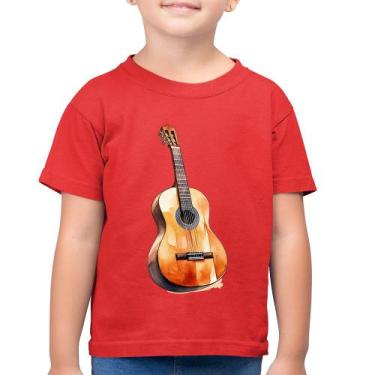 Imagem de Camiseta Algodão Infantil Violão - Foca na Moda, Vermelho, 4