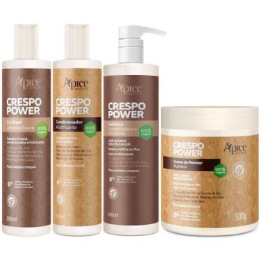 Imagem de Kit Apse Crespo Power Co Wash + Condicionador + Gelatina + Creme De Pe