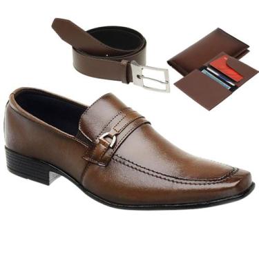 Imagem de Sapato Social Masculino Casual Bico Fino Moderno Marrom Super Confortá