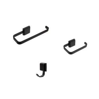 Imagem de Kit De Acessórios Para Banheiro 3 Peças Luxo Preto - JGC COMERCIAL