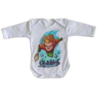 Imagem de body nenê criança roupa bebê manga longa Aquaman - Empório Dutra, GG  