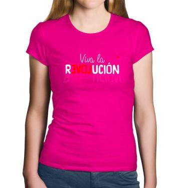 Imagem de Baby Look Algodão Viva la Revolución - Foca na Moda, Rosa, GGG