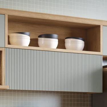 Imagem de Armário Aéreo 1 Porta Basculante Ripado Marquesa 120Cm  100% Mdf - Nes