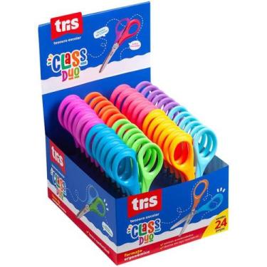 Imagem de Tesoura Escolar TRIS CLASS Duo 13CM 4 Cores Display com 24 - Summit