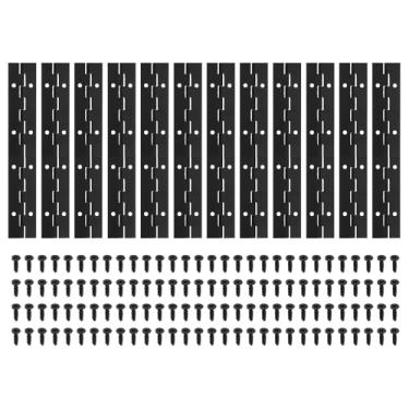 Imagem de PATIKIL Dobradiça de piano de 20 x 3 cm, pacote com 12 dobradiças contínuas de aço inoxidável 304 com furos para porta de portão de piano, caixa de armazenamento de madeira, barco, armário, preto