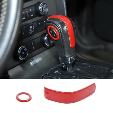 Imagem de HAGEZA ABS Auto Central Manípulo de Mudança de Engrenagem Acabamento Capa Decorativa Apto para For-d Mustang 2010 2011 2012 2013 2014 Acessórios de Reposição de Carro (Vermelho)