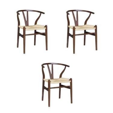 Imagem de Kit 3 Cadeiras Jantar Valentina Madeira Escura - Rivatti