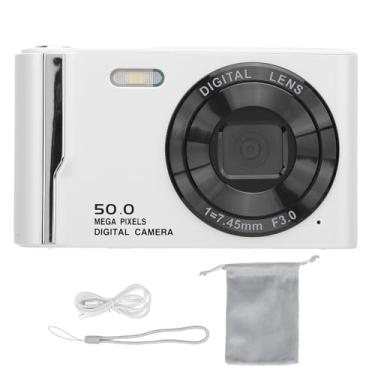 Imagem de Câmera Digital 4K de 50mp Compacta HD 16x Zoom Digital de 2,8 Polegadas LCD Anti Shake Autofocus Câmera Com Flash para Viagem (Branco)