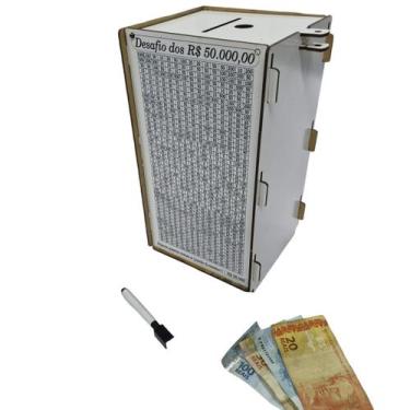 Imagem de Cofre Desafio 50 MIL Guardar junte Dinheiro Woodbox TORRE BR - INDÚSTR