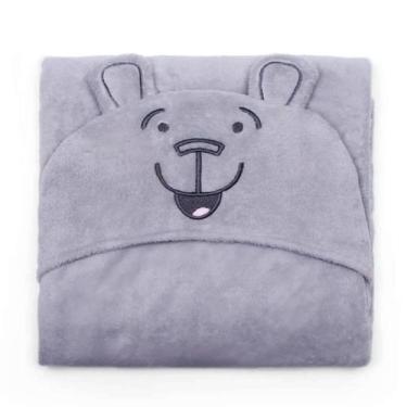 Imagem de Manta com Capuz Buettner Microfibra Infantil Teddy 90cmx90cm Cinza Cla