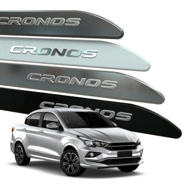 Imagem de Friso Lateral para Cronos 2018 a 2025 Escrita Cromada Alto Relevo (FACÃO, PRETO VULCANO)