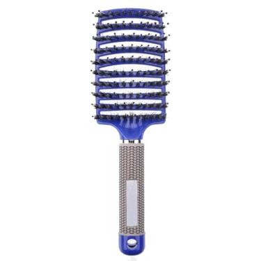 Imagem de Pente de massagem com pente de massagem para couro cabeludo e escova de cabelo liso e cacheado (azul)