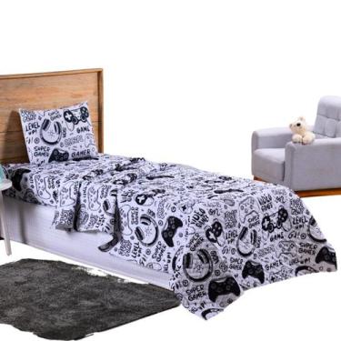 Imagem de Colcha Cobre Leito Jogo Roupa Cama Box Infantil Solteiro 2 Pçs Matelad