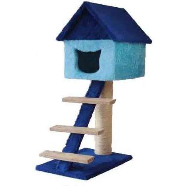 Imagem de Arranhador Casinha Com Escada - Akara do Gato, Azul Royal com Azul Beb
