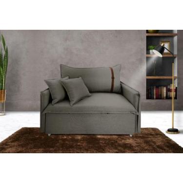 Imagem de Poltrona Sofá Cama Valence Premium 110cm Sof Gel D33 Linho Cinza Escur