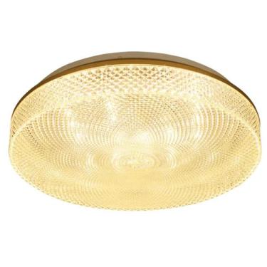 Imagem de Plafon Luminaria Cristal de Sobrepor LED com Borda Dourada Redondo 300