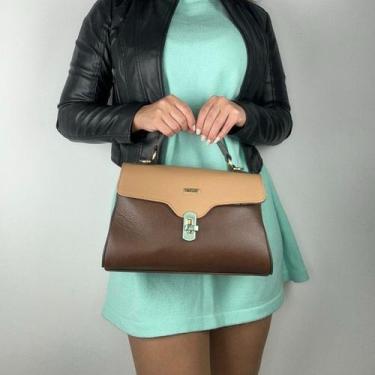 Imagem de Bolsa recuo em couro legítimo b.1081, Tabaco camel cinza