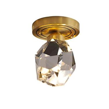 Imagem de Moderno LED claro cristal candeeiro de teto acessórios vintage ouro metal base decoração Plafon LED teto para sala de estar quarto sala de jantar corredor entrada casa - cobre 12 x 20 cm (5 x 8