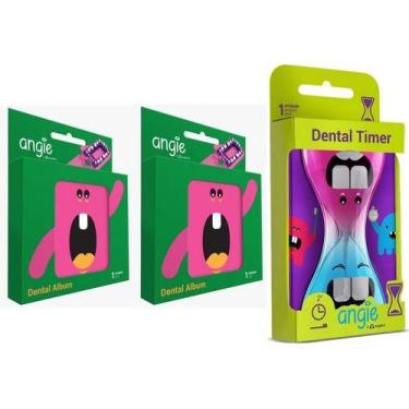 Imagem de Porta Dentes Infantil Kit Com 2 + Ampulheta Dental Timer - Angie By An