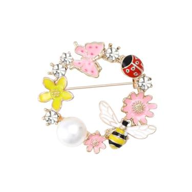 Imagem de ARFUKA Broches e alfinetes para mulheres strass abelha joaninha flor círculo broche e lapela para mulheres homens - acessório de joias para casacos, vestidos, blazers, Metal, Sem Pedra Preciosa