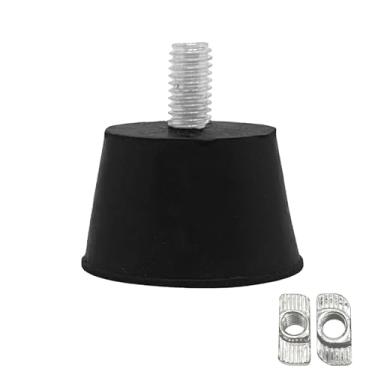 Imagem de 4 conjuntos de suportes de borracha de rosca M6 x 12 mm, pé de parafuso de borracha ajustável, para extrusões de alumínio da série 3030/4040, com porcas em T da série 3030 + série 4040 M6