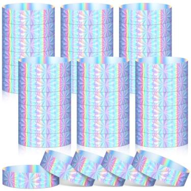 Imagem de Glenmal 500 pulseiras de plástico holográfico para festas à prova d'água para eventos neon pulseiras de braço para parques aquáticos, shows, festivais, conferências, shows, 9.84 x 0.75 inch, Prata