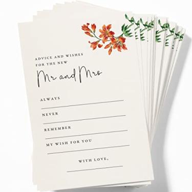 Imagem de XOXOKristen 50 cartões de conselhos e desejos de casamento com design de flor de laranjeira, cartões de 10 x 15 cm, perfeitos para comemorar o grande dia, presentes de noivado, ideias de lembrancinhas