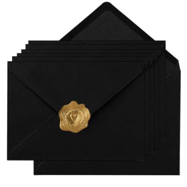 Imagem de 100 envelopes A7 coloridos 12 x 18 cm para cartões de felicitações, aniversário, casamentos, cartões de convite para chá de bebê (preto, A7 (13 x 18 cm)