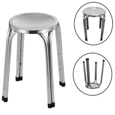 Imagem de Banqueta em Aço Inox Banco Mocho 47cm Hospital Clinicas - Fx