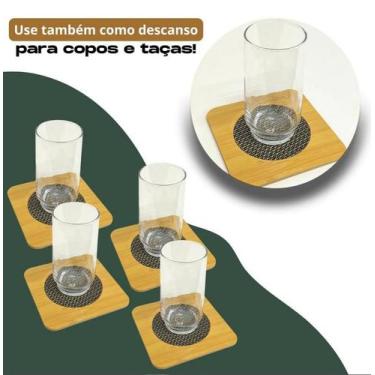 Imagem de Descanso De Panelas Quadrado Madeira Protetor De Mesa Suporte Travessa