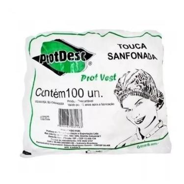 Imagem de Touca Sanfonada Cirúrgica Descartável Branca Protdesc 100 Un