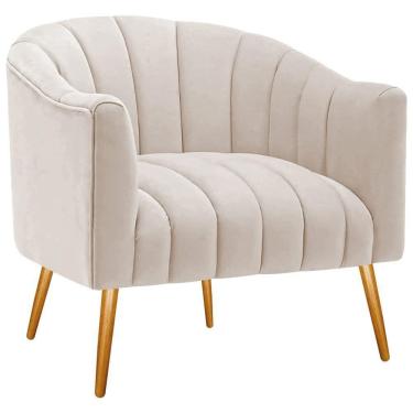 Imagem de Poltrona Decorativa Sala De Estar Recepção Senna Linho - Doce Sonho Móveis Cor Cinza Claro