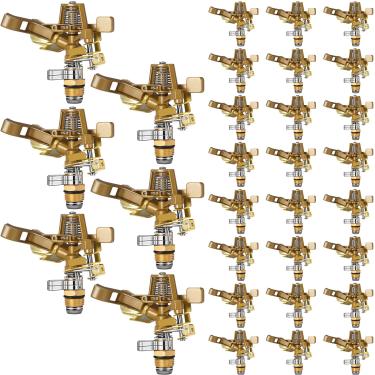 Imagem de Ferraycle 30 peças cabeça de aspersor de impacto de latão de 1/2 polegada cabeça de aspersão resistente com bicos ajustáveis 0-360 graus cabeça de aspersão de impulso irrigador de gramado para