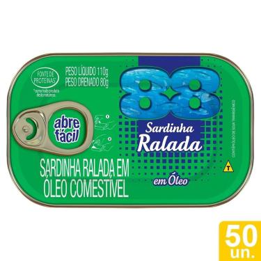 Imagem de Sardinha 88 Ralada em Óleo Comestível 110g - Embalagem com 50 Unidades