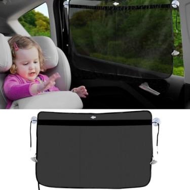 Imagem de Ovege Persianas de janela de carro para bebê, 2 peças, para-sol de janela lateral para tela de janela de carro, ventosa universal com corda deslizante para abrir (malha, magnético e ventosa) (Mesh, 3