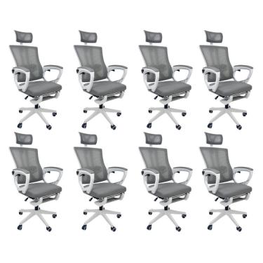 Imagem de Kit 8 Cadeiras de Escritório Presidente Executiva Oficial Paris Cinza