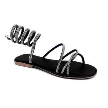 Imagem de Rasteirinha Espiral Brilho Luxo Strass Cristal Amarração  - HaShem, Pr