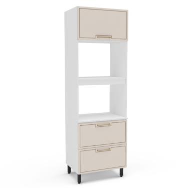 Imagem de Paneleiro Torre Quente 2 Portas 1 Gaveta Amara Politorno Moveis - Branco/Creme