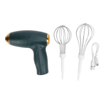 Imagem de Misturador de mão sem fio, usb recarregável poderoso misturador de batedor de ovos de ovo de batedor para cozinhar portátil portátil aço inoxidável de aço inoxidável 12,5x12.5cm (Verde)