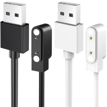 Imagem de ottpluscase Pacote com 2 carregadores Bark Watch, carregador de relógio inteligente Bark cabo de carregamento USB magnético durável (preto + branco)
