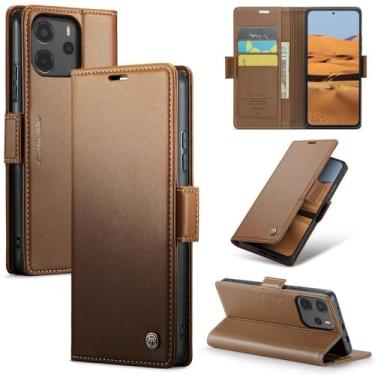 Imagem de Capa Carteira Com Compartimentos para Cartão de Crédito, Dinheiro, Documentos com Fechamento Magnético para o Redmi Note 14 Pro Plus 5G - Cor: Marrom