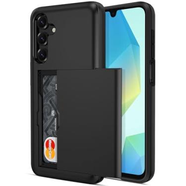 Imagem de Jiunai Capa carteira para Samsung Galaxy A16 5G, porta-cartões para 2 cartões de identificação de licença CC papel protetor minimalista híbrido TPU capa de telefone com bolso deslizante para Samsung