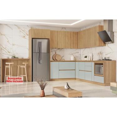 Imagem de Cozinha Completa Rainha 21 Peças (6 Armários + 6 Balcões + 1 Ilha + 8 Peças) C6p75 Nature-verde - Nesher