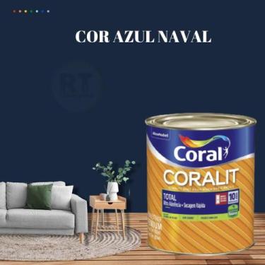 Imagem de Tinta Esmalte Sintético Base Água Cor Azul 800ml Coral Coralit Total Z