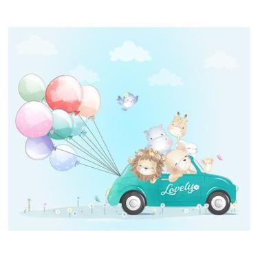 Imagem de Papel de Parede Adesivo Infantil Animais Safari Bebe Quarto - 597pcm -